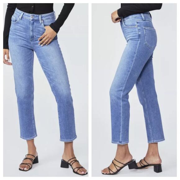 NWT PAIGE Women's Stella High Rise Straight Crop Jeans Seawater Size 31 - Picture 1 of 12